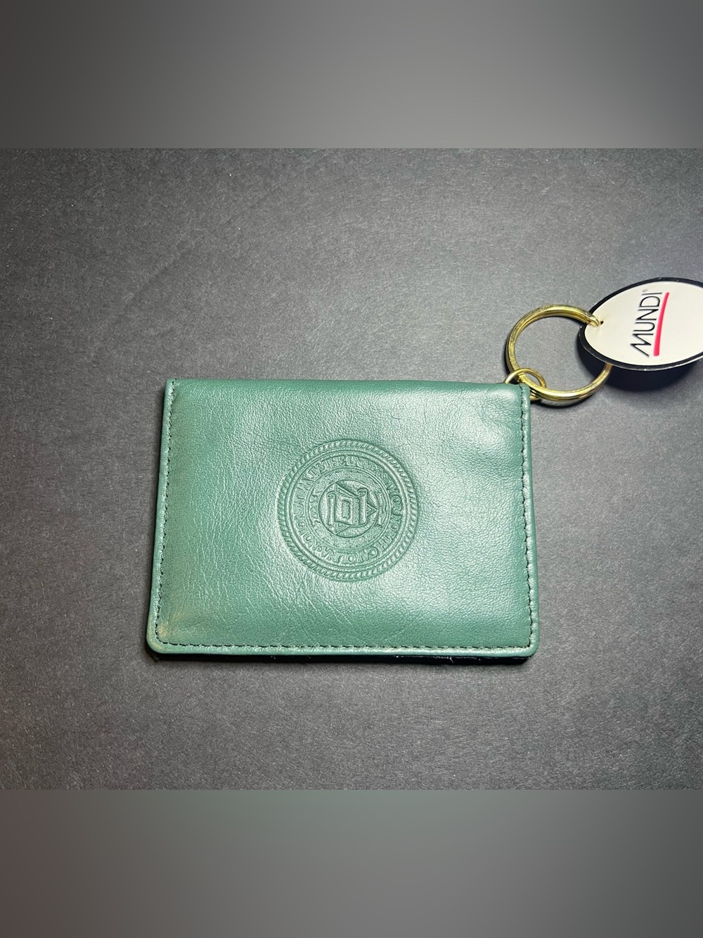 Mundi Green Leather University of North Carolina Wilmington Keyring Card Wallet